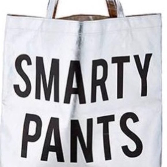 "Smarty Pants" Silver Metallic Tote - Picture 1 of 1